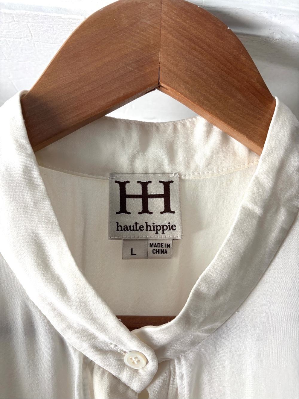 Haute Hippie Sleeveless Silk Tunic Blouse Off White High Low Size L - Picture 11 of 13